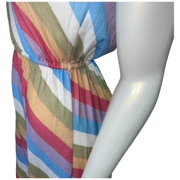 Vintage Jeni Blair of California Diagonal Stripe Midi Dress Pastel Rainbow Sz 3 - Picture 9 of 14